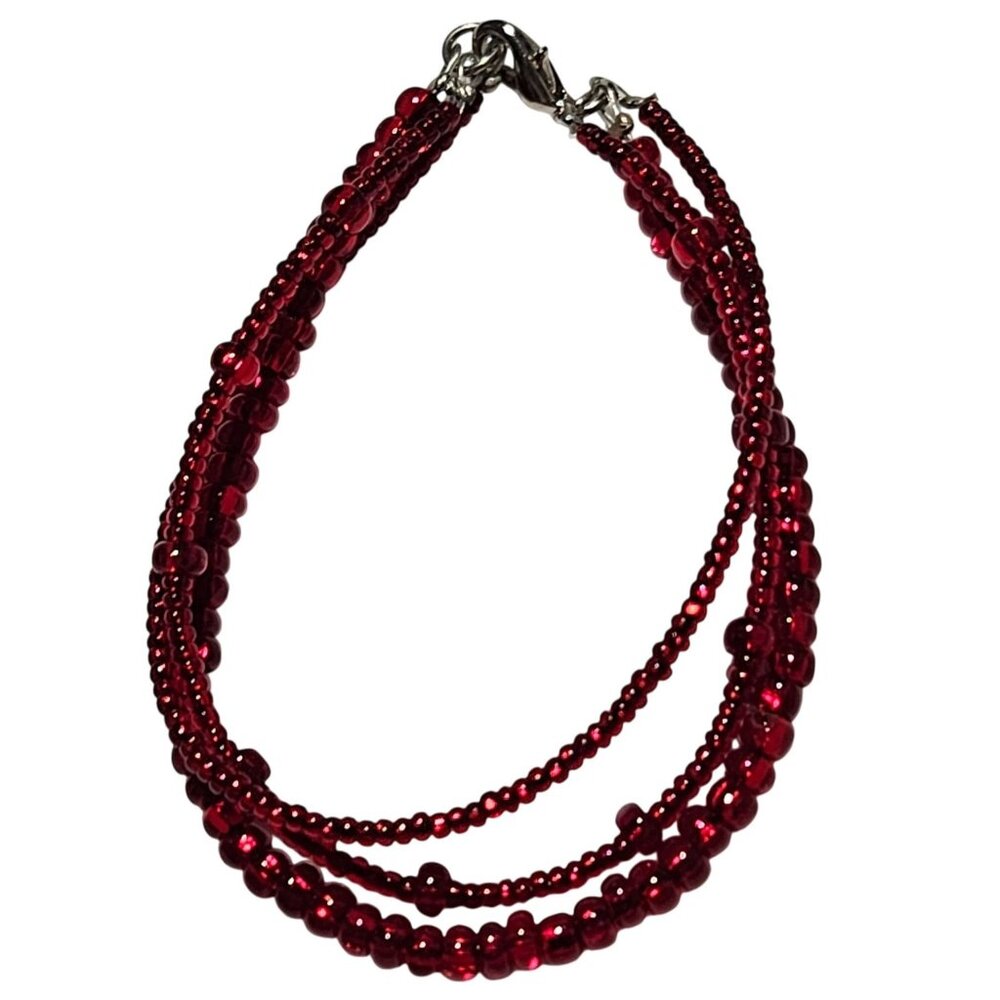 Elegant Retro Beaded Red Multi Strand Bracelet Classic Fashion Jewelry Women